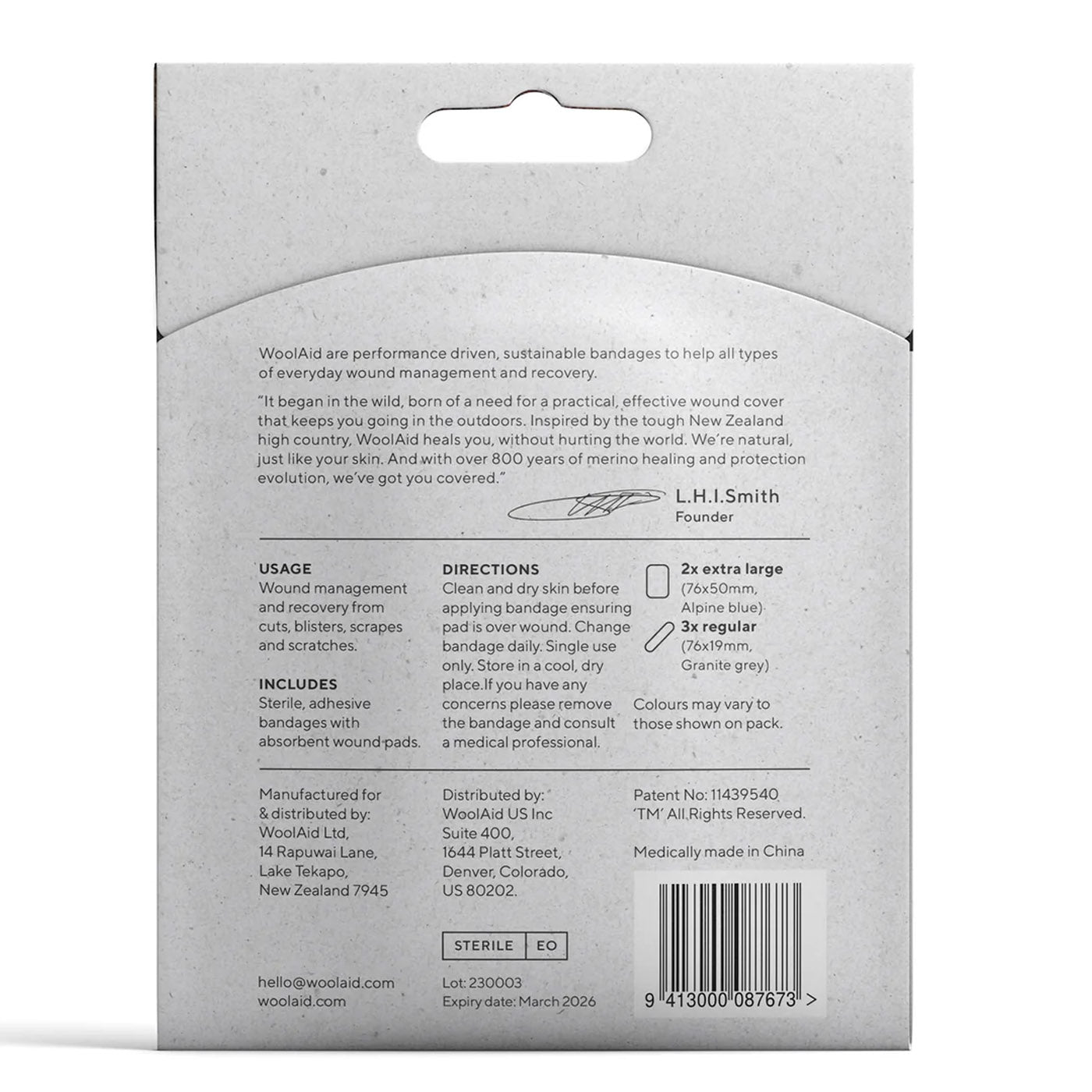 WoolAid Hyperfine Merino Wool Adhesive Bandage