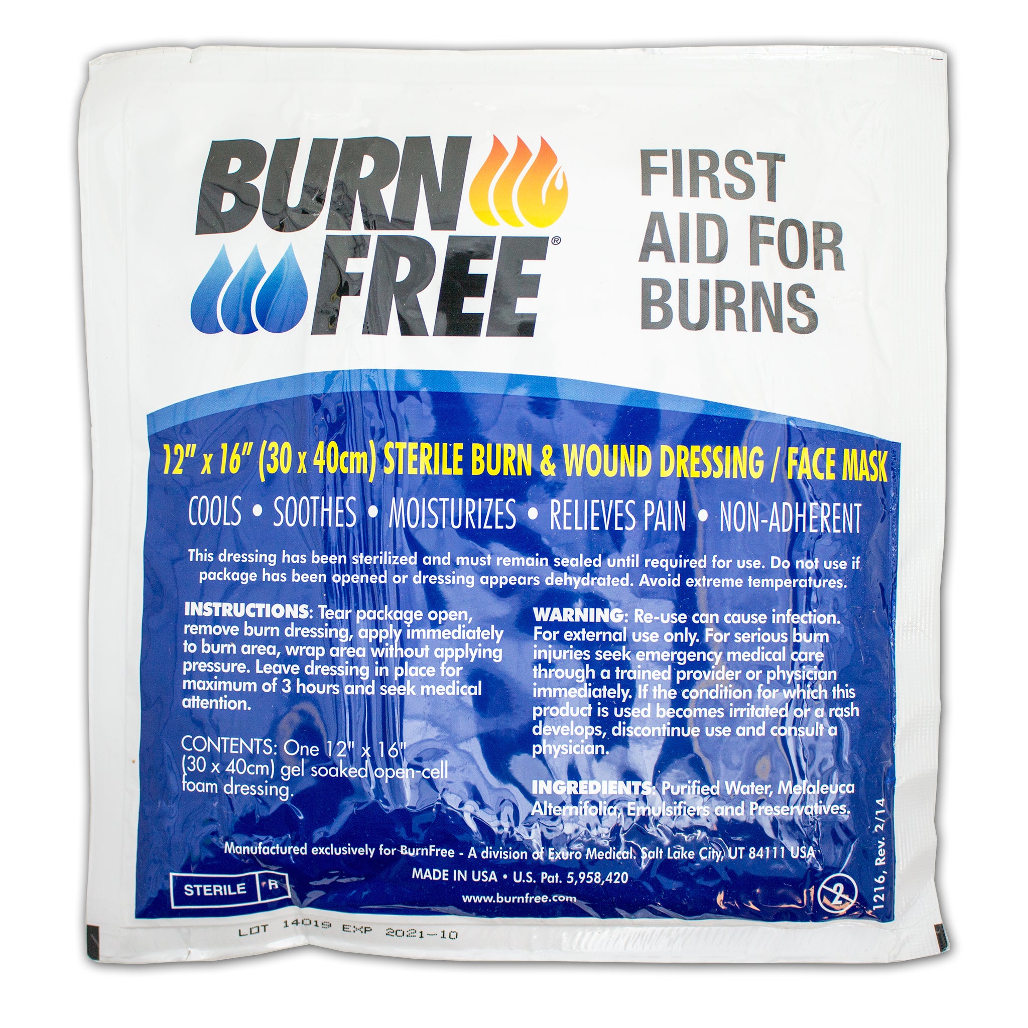 BurnFree Face Mask Burn Dressing 12"x16"